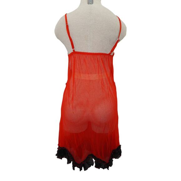 Yandy Red & Black Sheer Skull Lace Slip Dress L/XL – Gothic Punk Mesh Babydoll - Picture 11 of 11